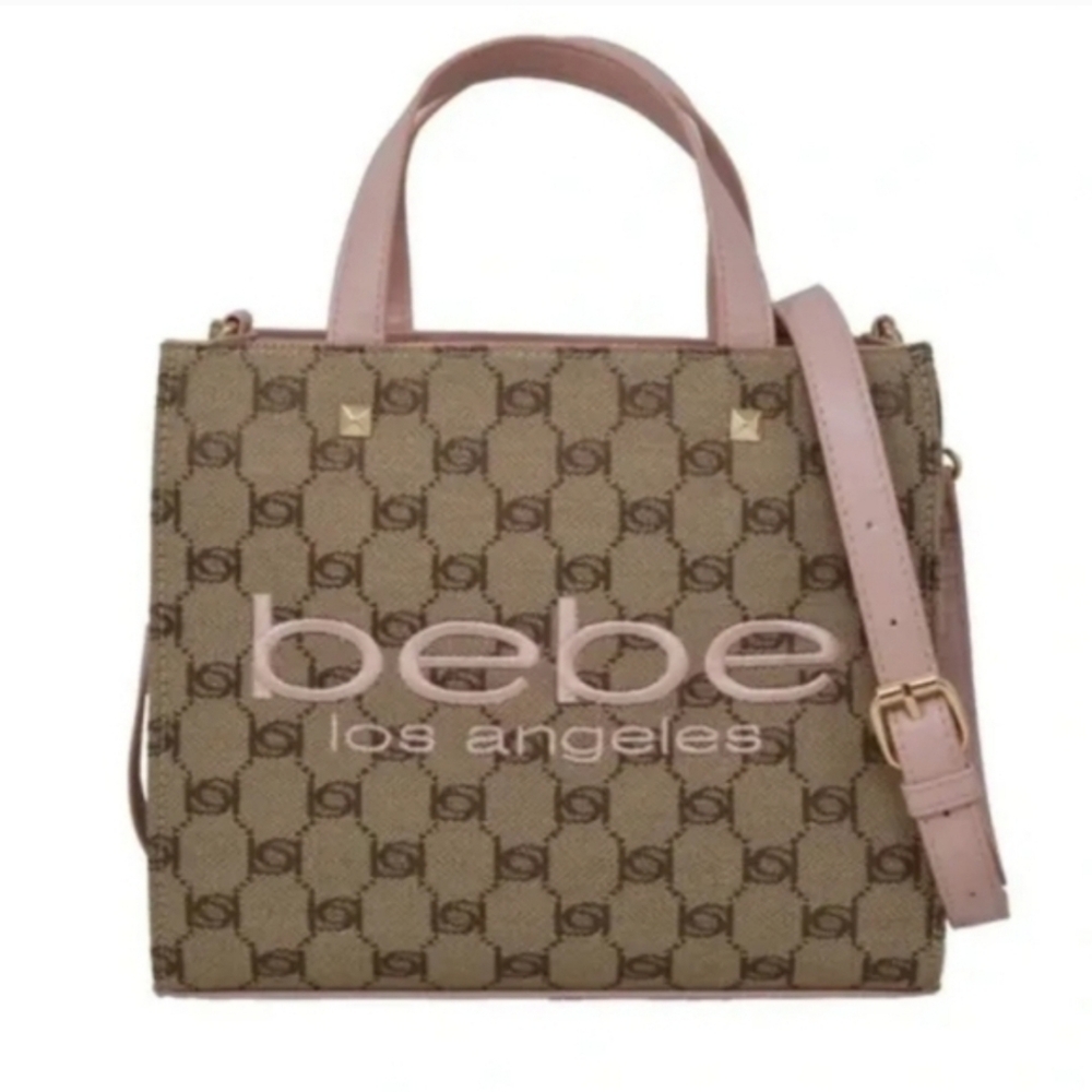 NWT Bebe Los Angeles Blush Mini Tote Bag Logo Print - Picture 7 of 10